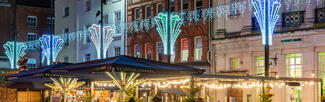 Hereford city christmas lights at night