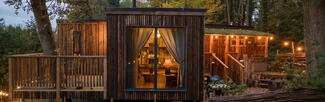 A treehouse in the early evening light