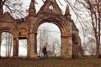 View of the stone ruins Shobdon Arches