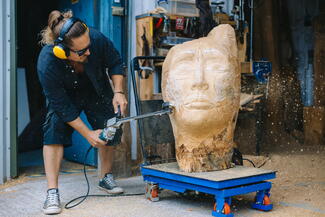 Wood sculpting with machinery