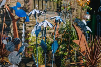 metal sculpture in workshop garden