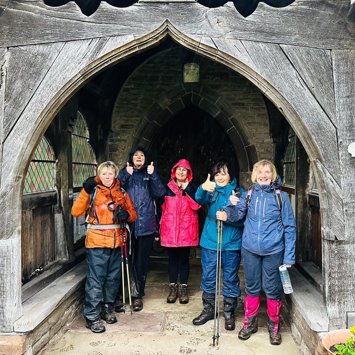 Dorstone with pilgrim walkers