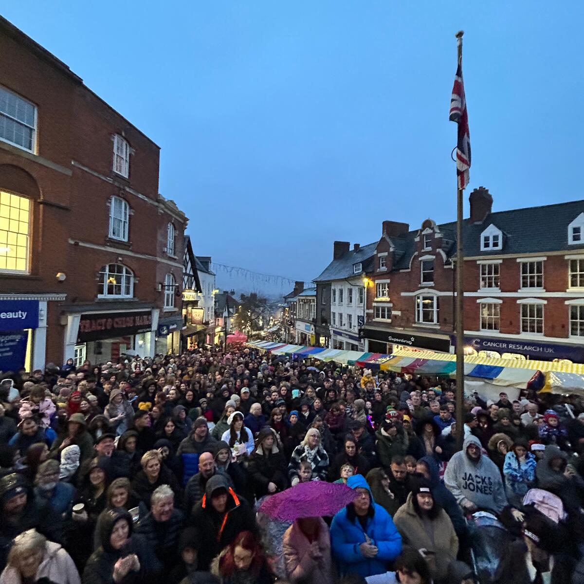 crowds gathered for Christmas Lights Switch-On