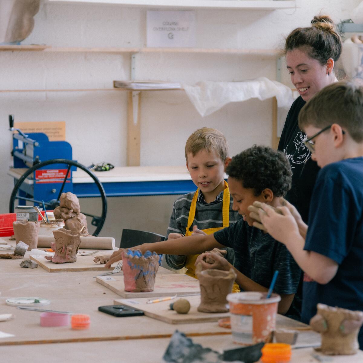 young people modelling clay 