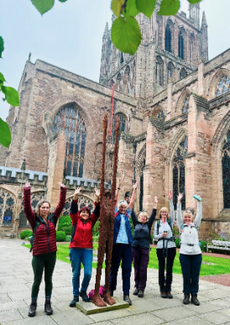 Setting off from Hereford Cathedral