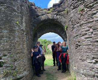 Walkers at Longtown Castle