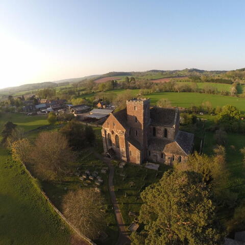 Scenic aerial view of Dore Abbey