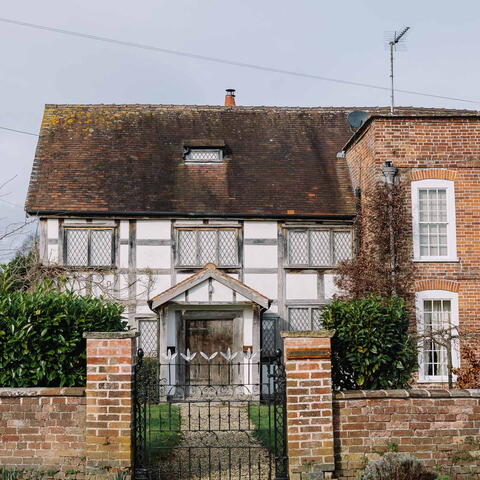 Black and white and brick building