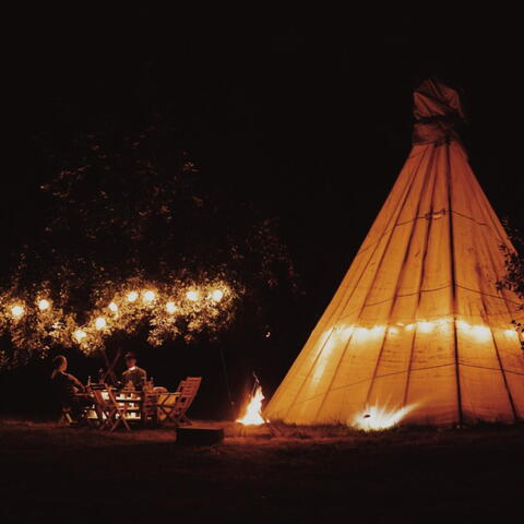 Glamping at night