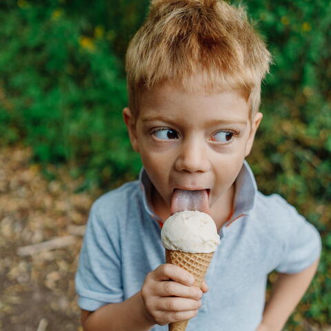 Kids at Rowlestone Court Farm ice cream