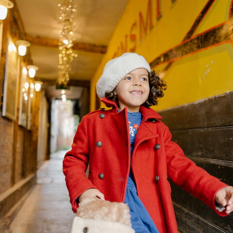 happy girl with shopping bag