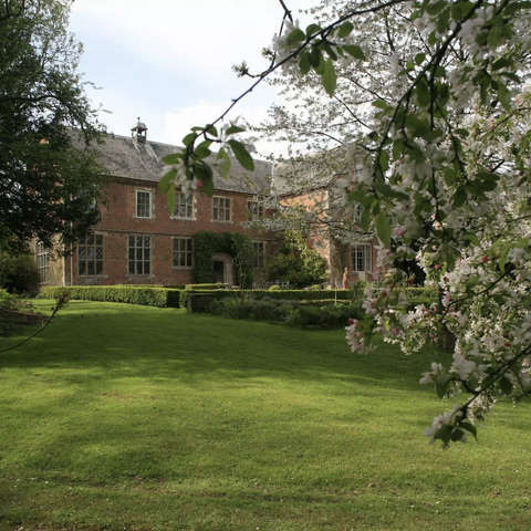 View of Hellens Manor House in Spring