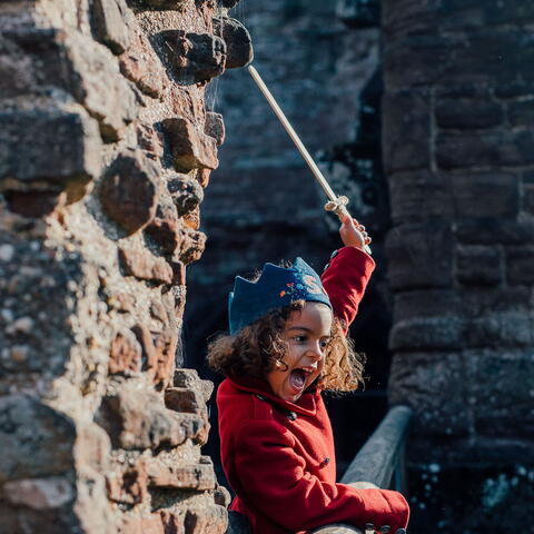 Child playing at Goodrich Castle