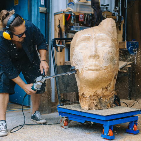 Wood Sculptor at work