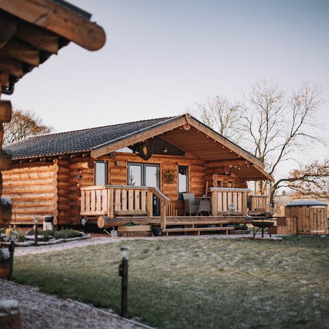 Tedstone Log Cabins Wintery Scene