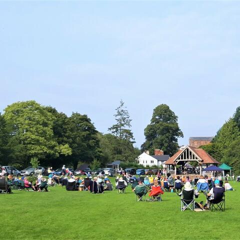 People in the park enjoying the proms