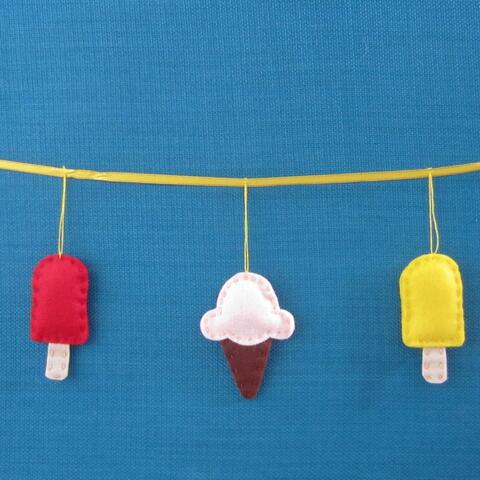 Ice Cream Bunting on a blue back ground