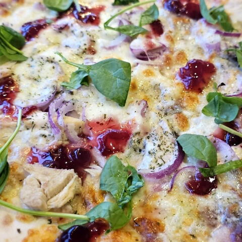 Newton Court Farm Cranberry and white meat pizza