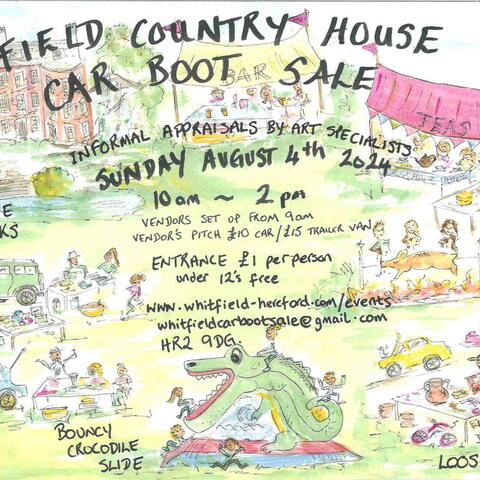 hand drawn illustrated poster for car boot sale