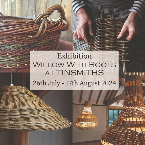 Exhibition poster with woven willow backets