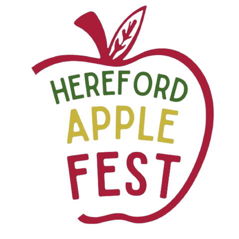 Apple Fest logo - illustrated outline of apple with red, yellow and green writing