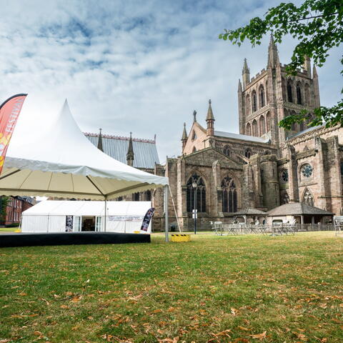 Bandstand outside Hereford Cathedral