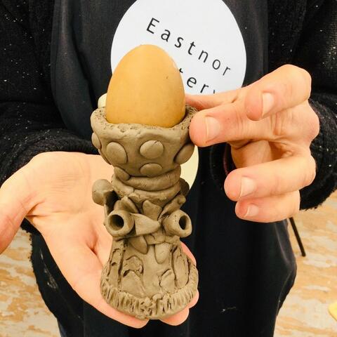 Eggcup modelled out of clay