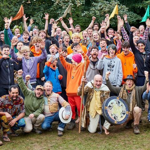 Large group of young people at a retreat