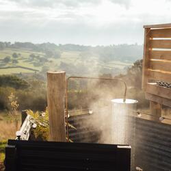 Steamy outdoor shower at Sky House