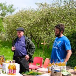 Cider tasting in orchard