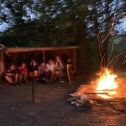 children around a bonfire